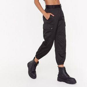 Nasty Gal black cargo pants - S